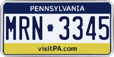 PA license plate MRN3345