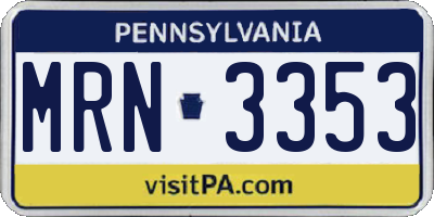 PA license plate MRN3353