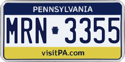 PA license plate MRN3355