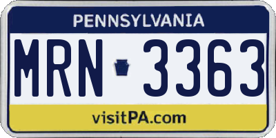 PA license plate MRN3363