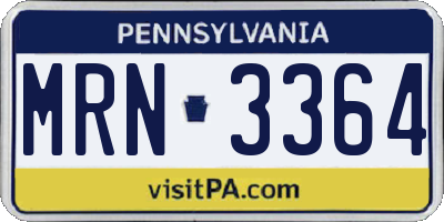 PA license plate MRN3364