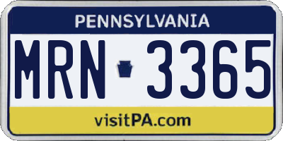 PA license plate MRN3365