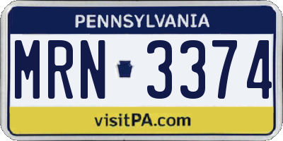PA license plate MRN3374