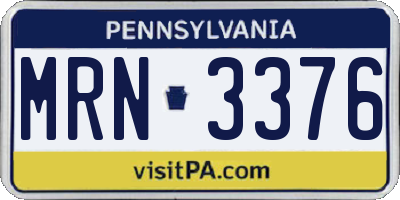 PA license plate MRN3376