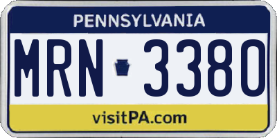 PA license plate MRN3380