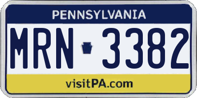 PA license plate MRN3382