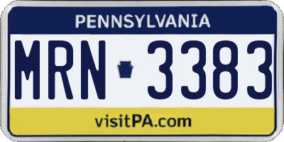PA license plate MRN3383