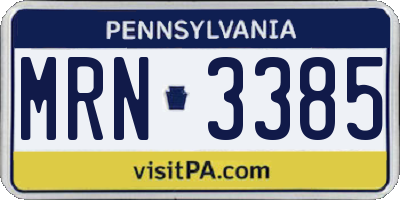 PA license plate MRN3385