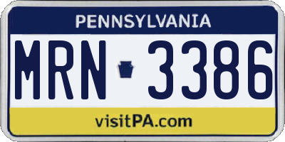PA license plate MRN3386