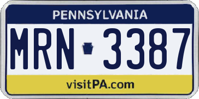 PA license plate MRN3387