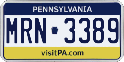 PA license plate MRN3389