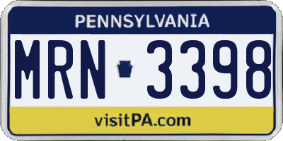 PA license plate MRN3398