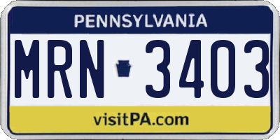 PA license plate MRN3403