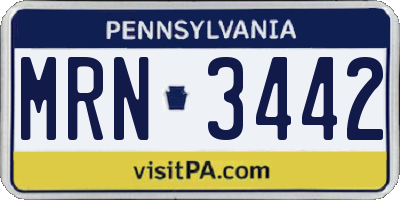PA license plate MRN3442
