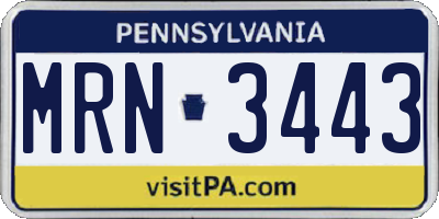 PA license plate MRN3443