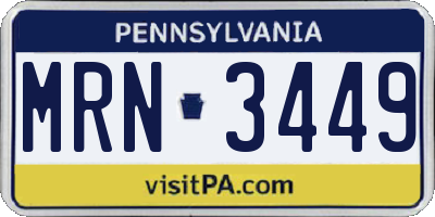 PA license plate MRN3449