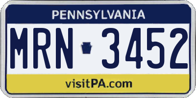 PA license plate MRN3452