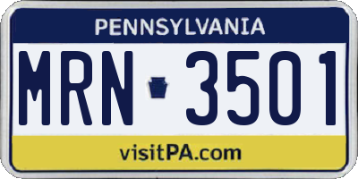 PA license plate MRN3501
