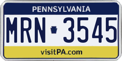 PA license plate MRN3545