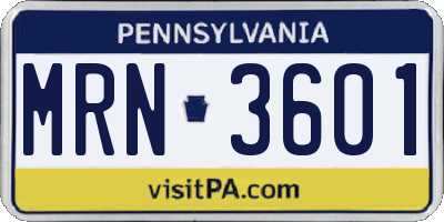 PA license plate MRN3601