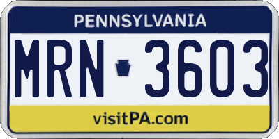 PA license plate MRN3603