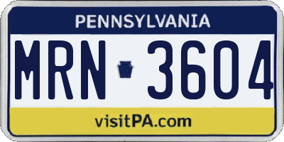 PA license plate MRN3604