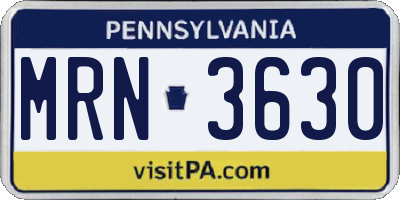 PA license plate MRN3630