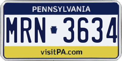 PA license plate MRN3634