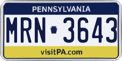 PA license plate MRN3643