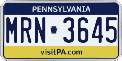 PA license plate MRN3645