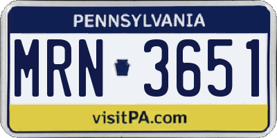 PA license plate MRN3651