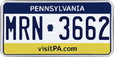 PA license plate MRN3662