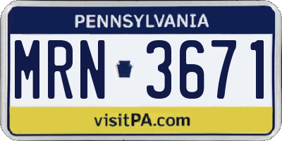 PA license plate MRN3671