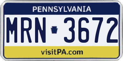 PA license plate MRN3672