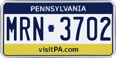 PA license plate MRN3702