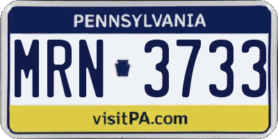 PA license plate MRN3733