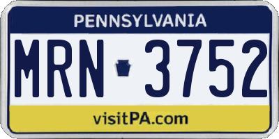 PA license plate MRN3752
