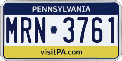 PA license plate MRN3761
