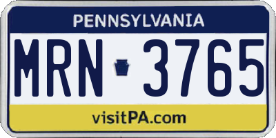 PA license plate MRN3765
