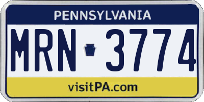 PA license plate MRN3774