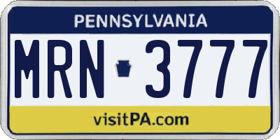 PA license plate MRN3777