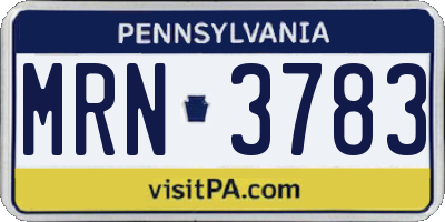 PA license plate MRN3783