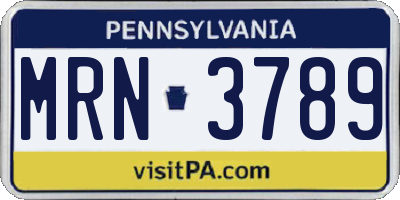 PA license plate MRN3789