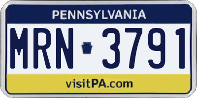 PA license plate MRN3791