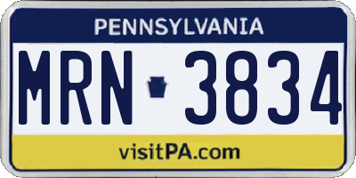 PA license plate MRN3834