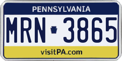 PA license plate MRN3865