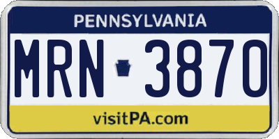 PA license plate MRN3870