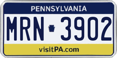 PA license plate MRN3902