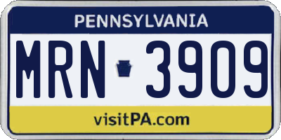 PA license plate MRN3909