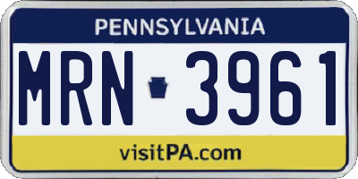 PA license plate MRN3961